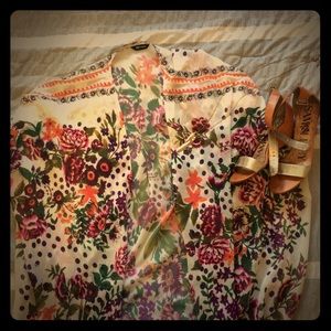 Kimono Long White Floral